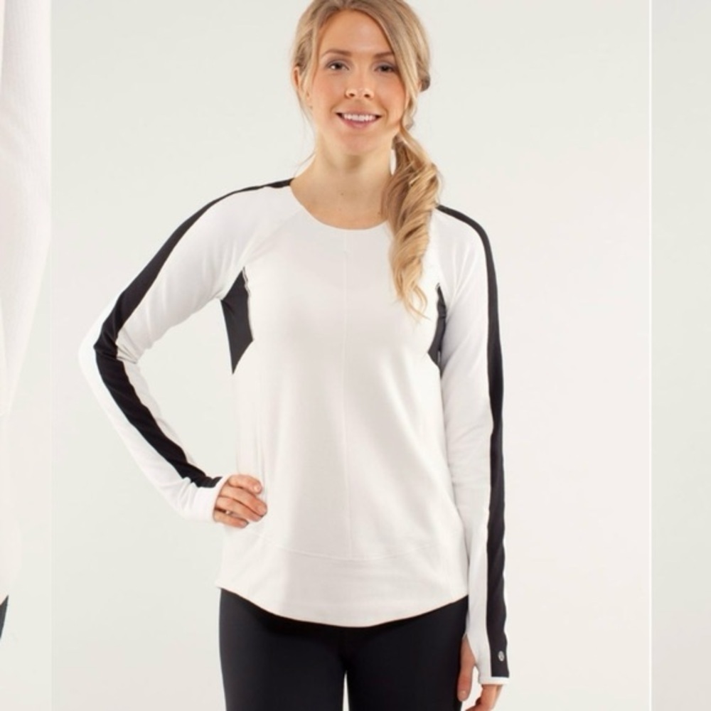 LULULEMON Run: Bold In The Cold Long Sleeve Polar Cream / Black Sz 6